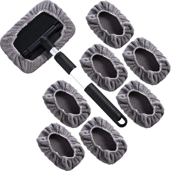 

Car Window Cleaner Brush,Windshield Glass Cleaning Tool Extendable Aluminum Handle with 8Pcs Microfiber Covers