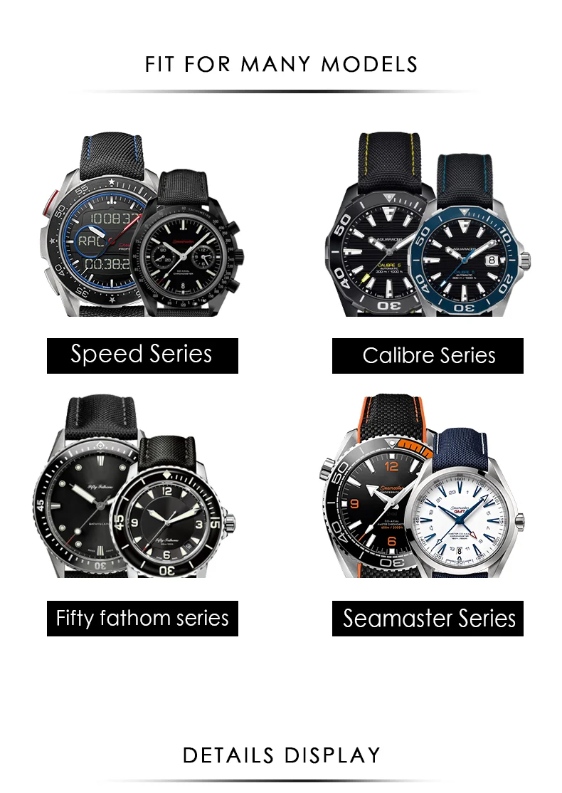 Нейлоновый кожаный холщовый ремешок для часов Omega speed Seamaster At150 19 мм 20 мм 21 мм 22 мм 23 мм ремешок для часов Blancpain Fifty Fathoms