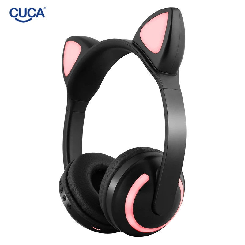 CUCA LED Cat Ear Bluetooth 5 0 Headset Noise Cancelling earphone for Kids Grils Gift Colorful Headphone With Mic Wireless Wired