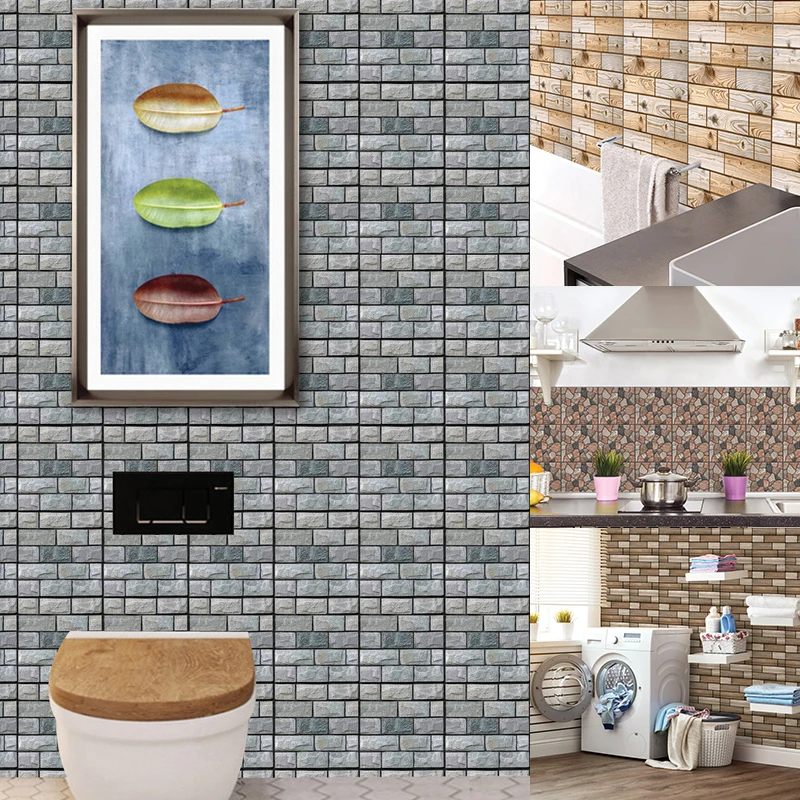 30*30*0.4cm 3D Simulation PVC Wall Stickers Paper Brick Stone Wallpaper DIY Self adhesive Home Decor Sticker Living Room | Дом и сад