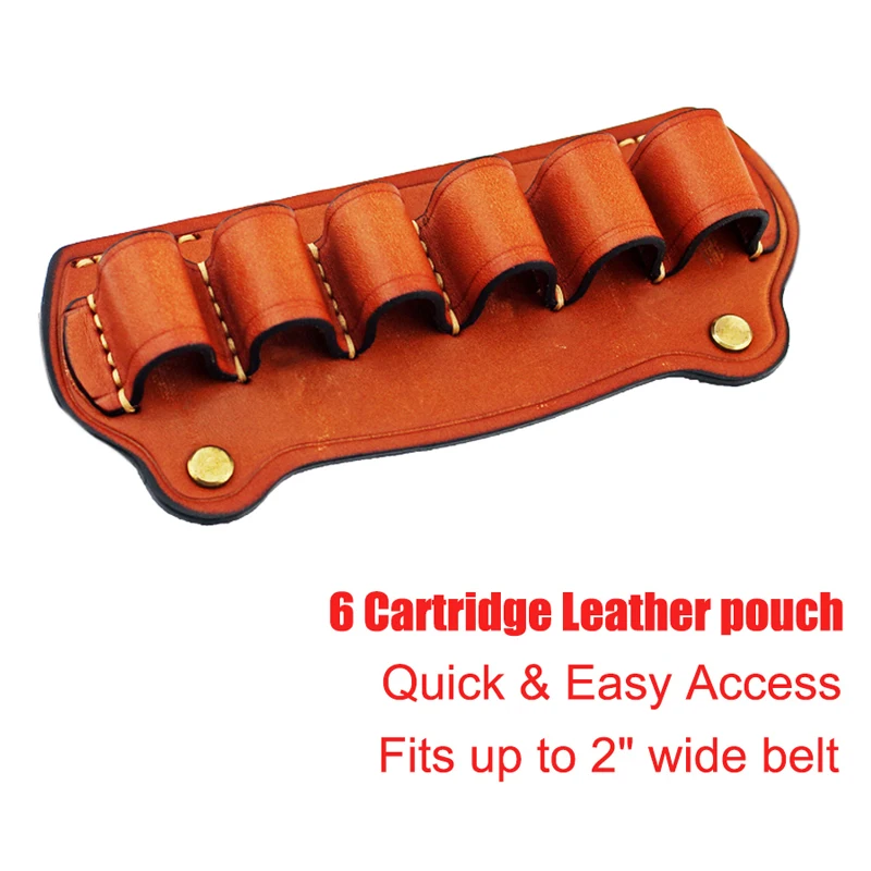 

Tactical Leather Bullet Pouch 6 Cartridge Leather 12G Shotgun Shell Holder Hunting Pouch Airsoft Pistol For Belt Use