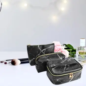 

3pcs Makeup Brushes Bags Portable Travel PU Marbling Empty Container Storage Cosmetics Brush Pen Brushes Organizer Makeup Tools