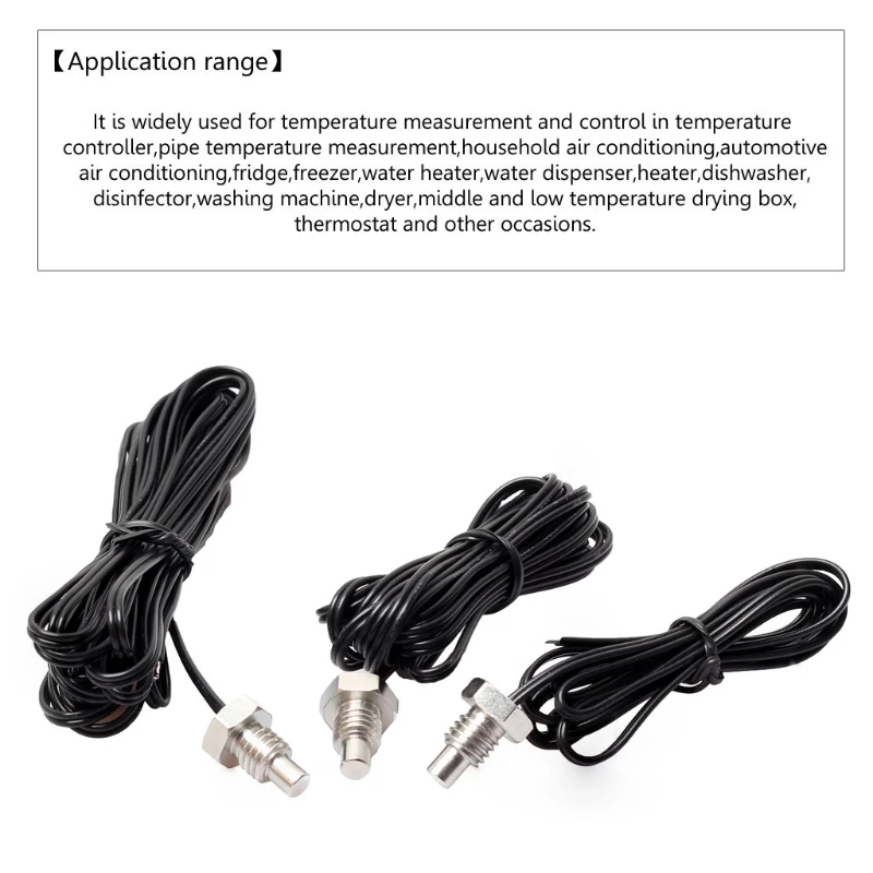 NTC 10K Thermistor Temperature Sensor M8 Thread Probe Cable 1m 2m Waterproof A0NC