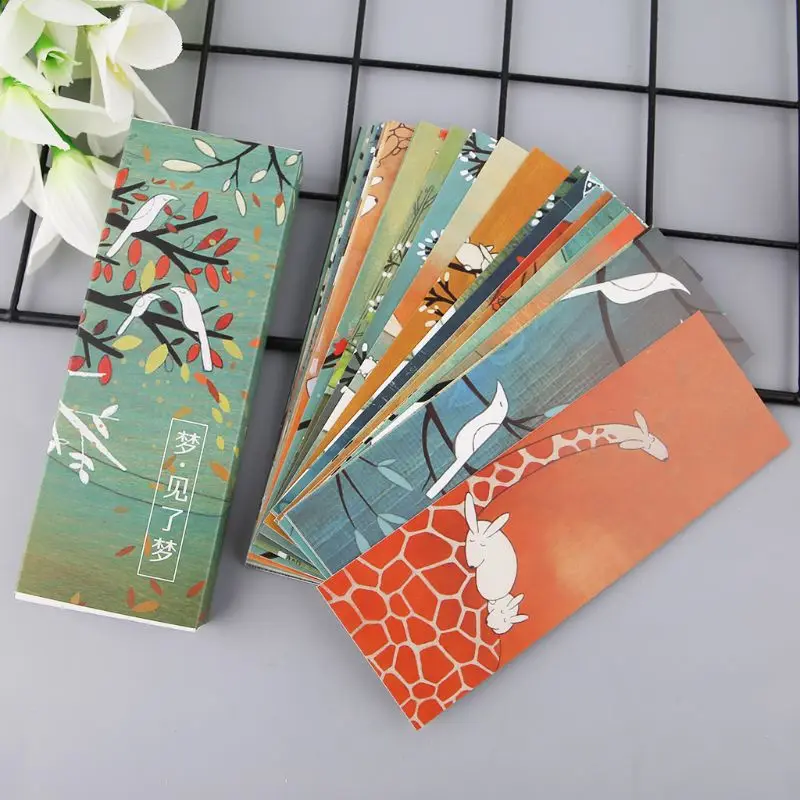 30 шт креативные бумажные закладки в китайском стиле, Рисованные карты мечты, ретро красивые закладки в коробке, памятные подарки