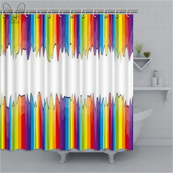 

Colorful Rainbow Stripes Pattern Shower Curtain Waterproof Polyester Eco-Friendly Bathroom Shower Curtains Home Decor Sets