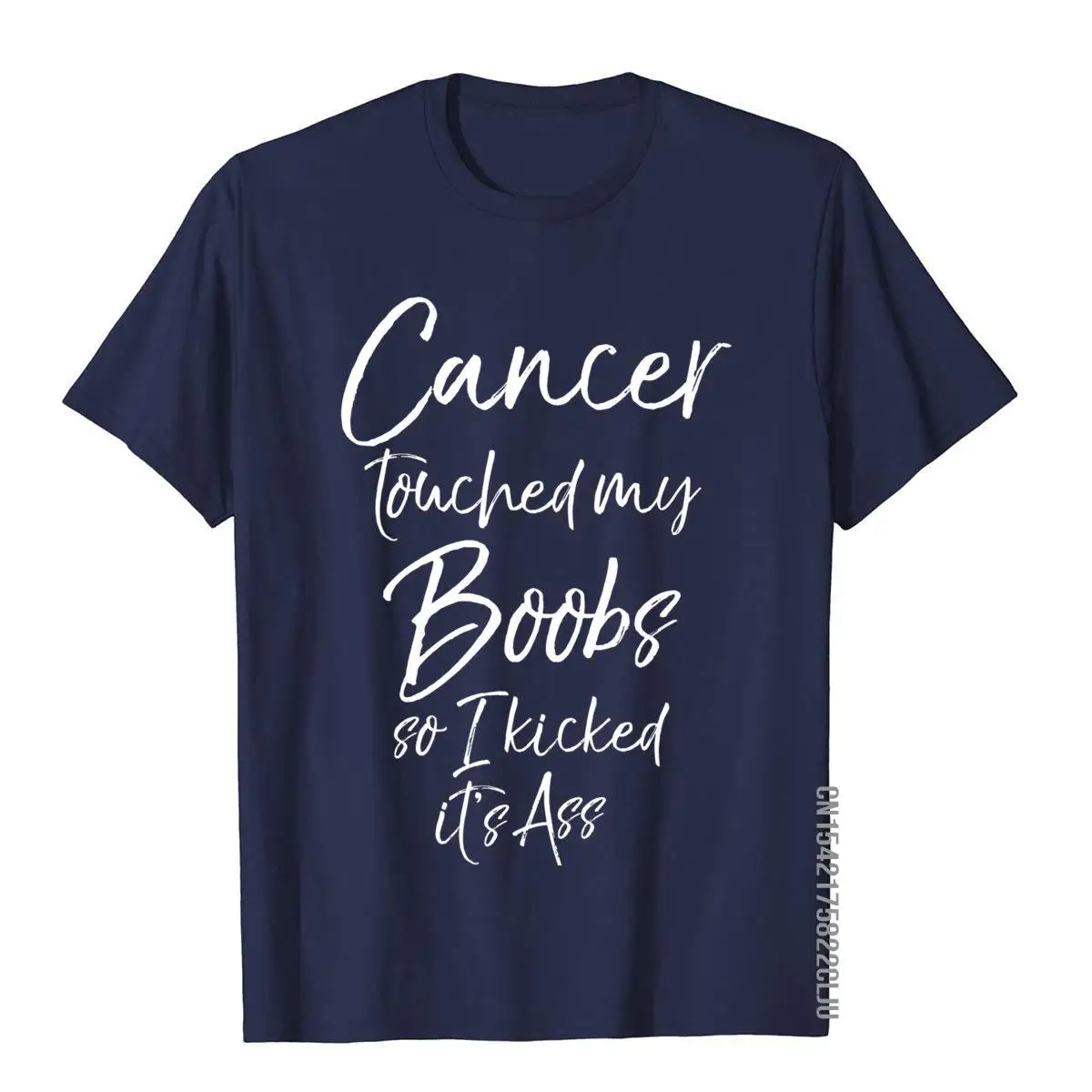 Funny Breast Cancer Touched My Boobs so I Kicked it's Ass Long Sleeve T-Shirt__97A2767navy