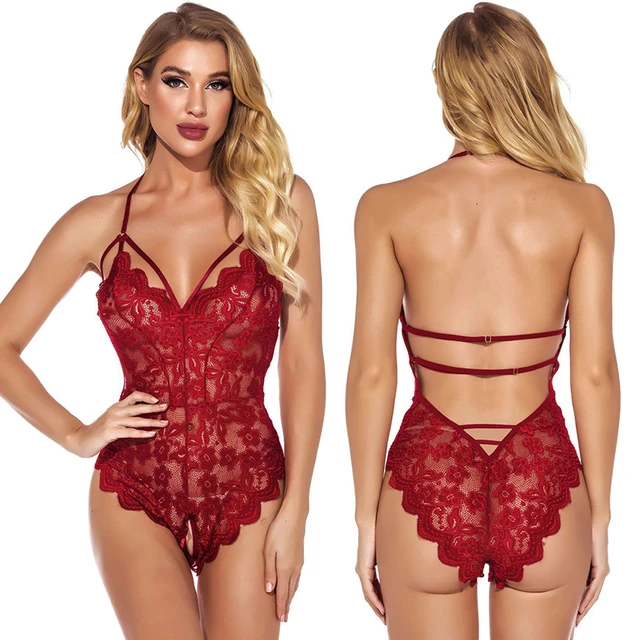 Sexy sexy teddy underwear aberto bodysuit feminino plus size sutiã conjunto  de renda ver através oco