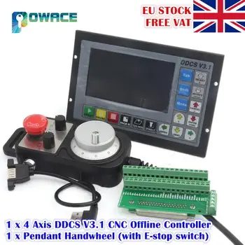 

[EU Stock] 4-Axis DDCS V3.1 Standalone Motion Offline CNC Controller 5 inches TFT screen+MPG Handwheel &Emergency Stop