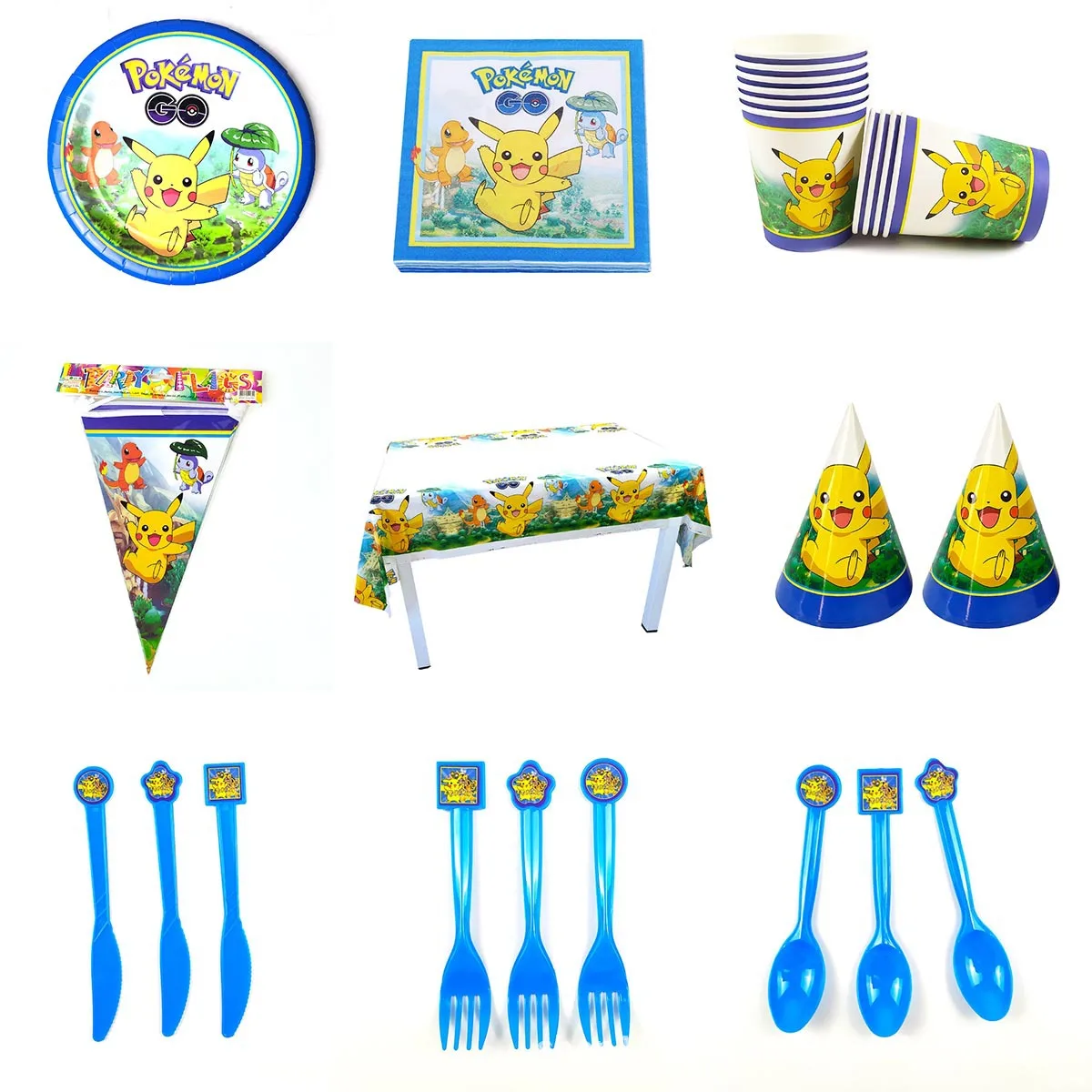 Pokemon Birthday Party Tool Props Straw Banner Baby Shower Party Supplies Wedding Balloon Decoration Pikachu Topper Boy Surprise