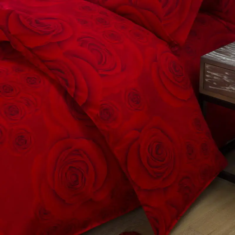 Красная роза комплект постельного белья растительный Кашемир и хлопок материал мягкий и удобный Свадебная кровать украшение сладкая любовь