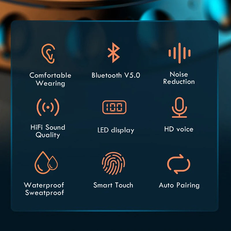 XVIDA F9 Wireless Earphone With charging BOX For charge smartphone Bluetooth 5 0 C light Earbuds Mic HD calls Sport Headset
