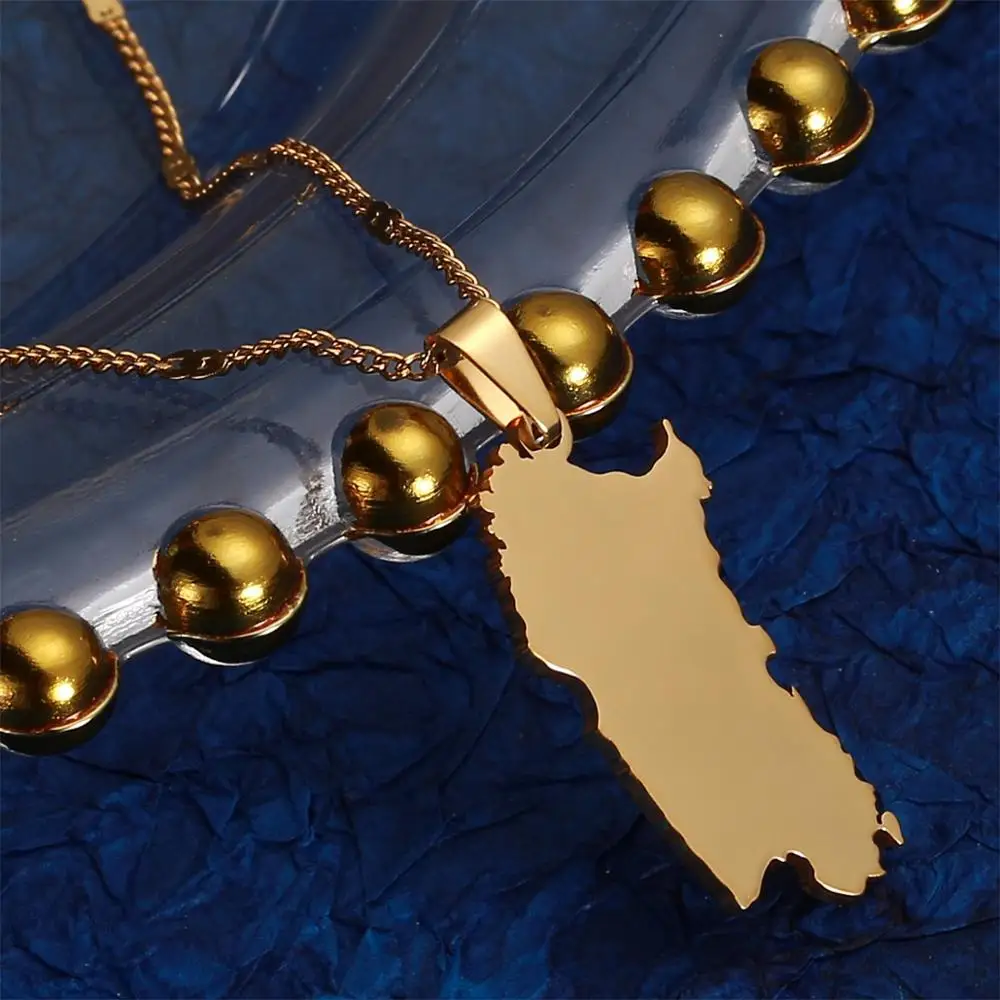 Нержавеющая сталь Италия Сардиния Карта Ожерелье модного серебристого цвета