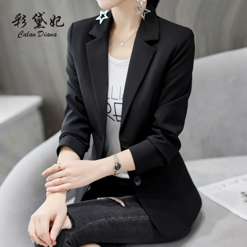 

Caidaifei 2019 Spring And Summer New Style Korean-style Slim Fit Large Size Long Sleeve Small Suit Coat Fashion Leisure Suit Wom