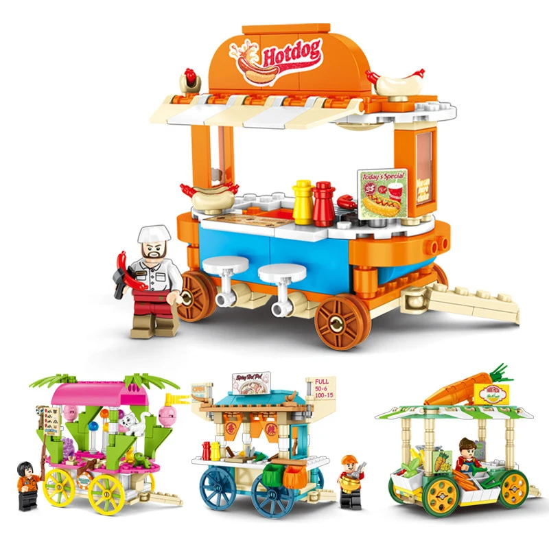 

4pc/lot 575pcs Children's building blocks toys Compatible Legoingly city mini street view series figures Bricks birthday gifts