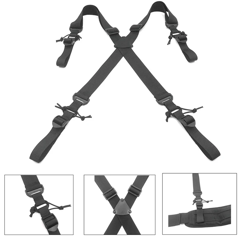Outdoor Nylon Adjustable Men's X-type Suspenders Multi-function Tactical Duty Belt Load Strap Harness Combat X-Back |