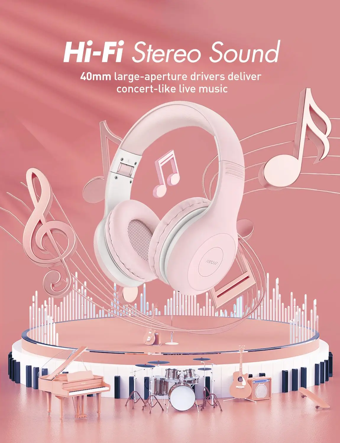 Mpow CH6 Plus Bluetooth 5 0 Wirless Kids Headphones 95dB Limited With Mic 15h Playtime For Online Study Travel PC Pad Phones