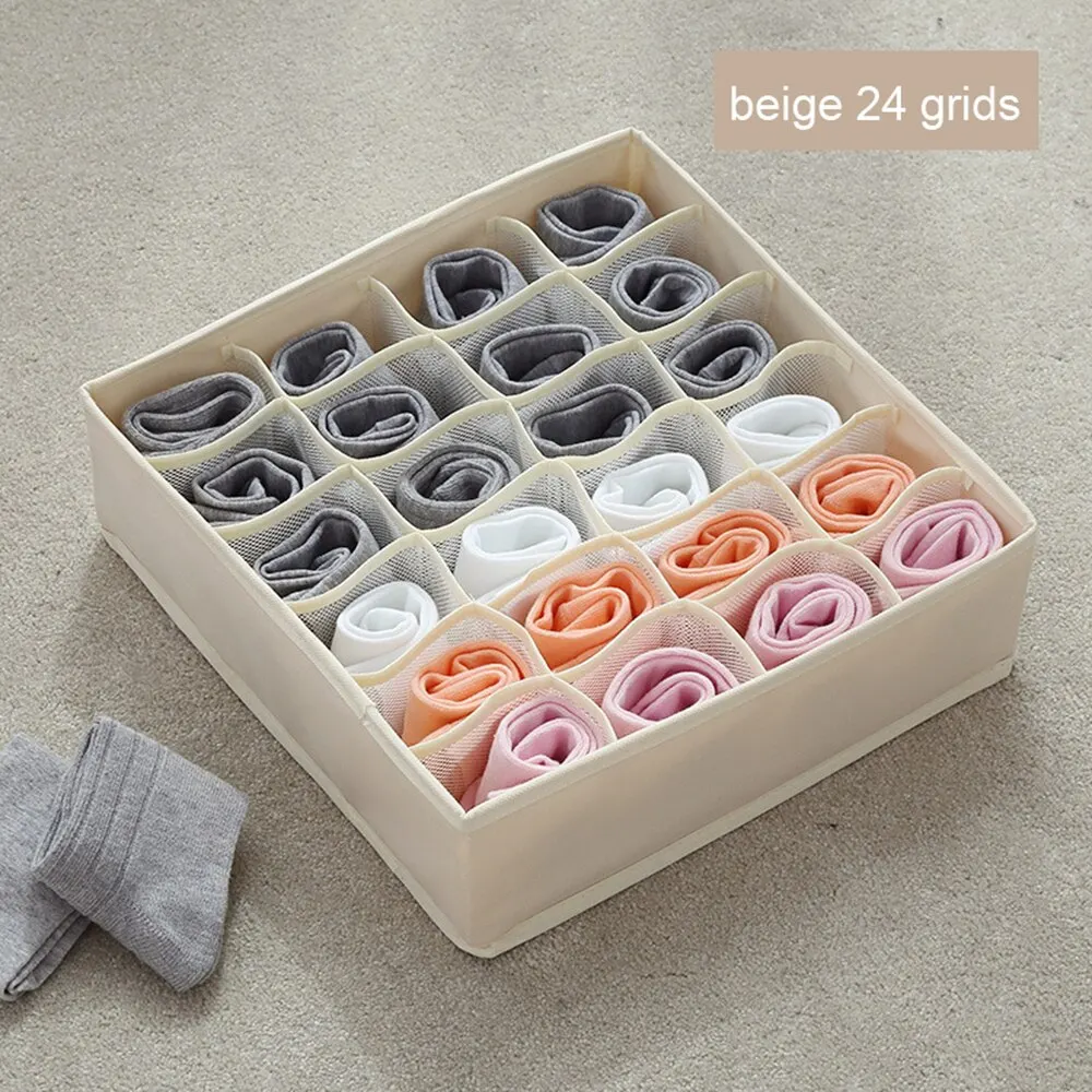 1PCs Foldable 7/16/24 Grids Drawer Divider Bras Socks Washable Underwear Storage Box Multifunctional Home Storage Organizer - Цвет: C