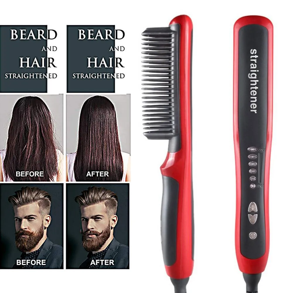 

Hair Straightener Multifunctional Beard Styler Brush Heat Hair Ceramic Curler Electric Straightener Hot Comb Hair Care Machine
