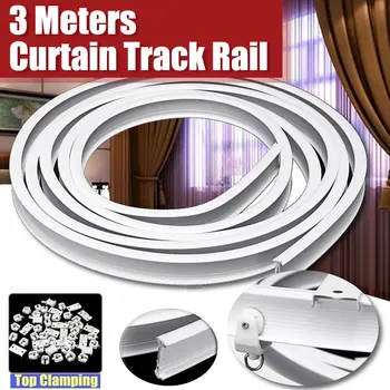 

3 meters Flexible Ceiling Mounted Curtain Track Rail Straight Slide Windows Balcony Plastic Bendable Home Window Decor Accessory