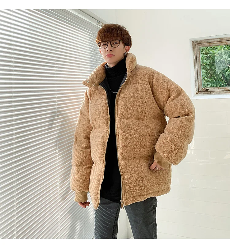 Хаки зимние хлопковые мужские парки в Корейском стиле, теплые однотонные повседневные хлопковые пальто для мужчин, уличное молодежное пальто с пузырьками, мужское зимнее пальто