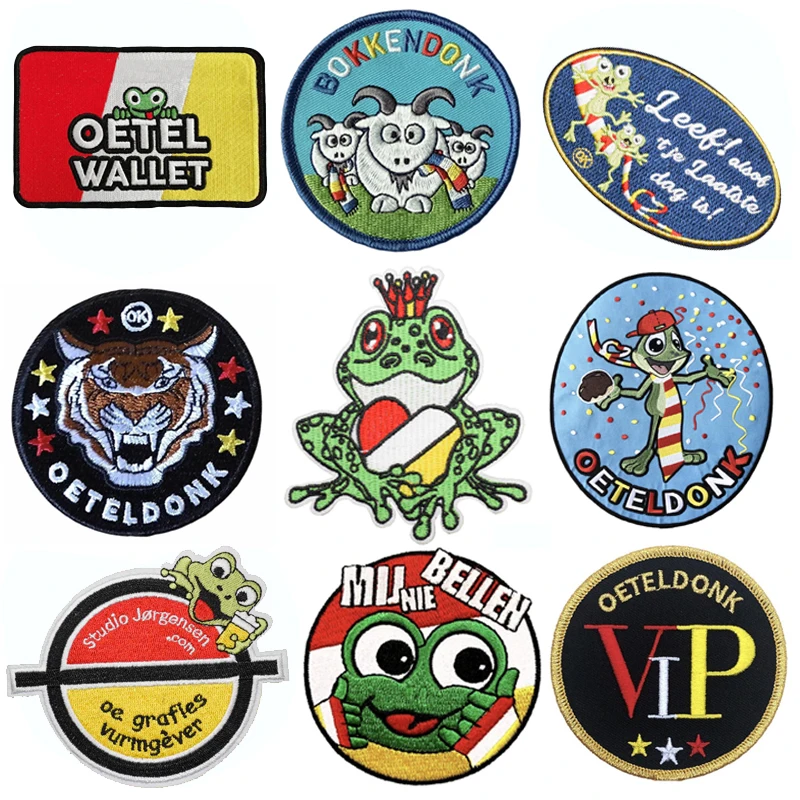 

Oeteldonk Emblem Full Embroidered Frog Carnival for Netherland Iron on Patches Stickers on Clothes Embroidered Patches for Jeans