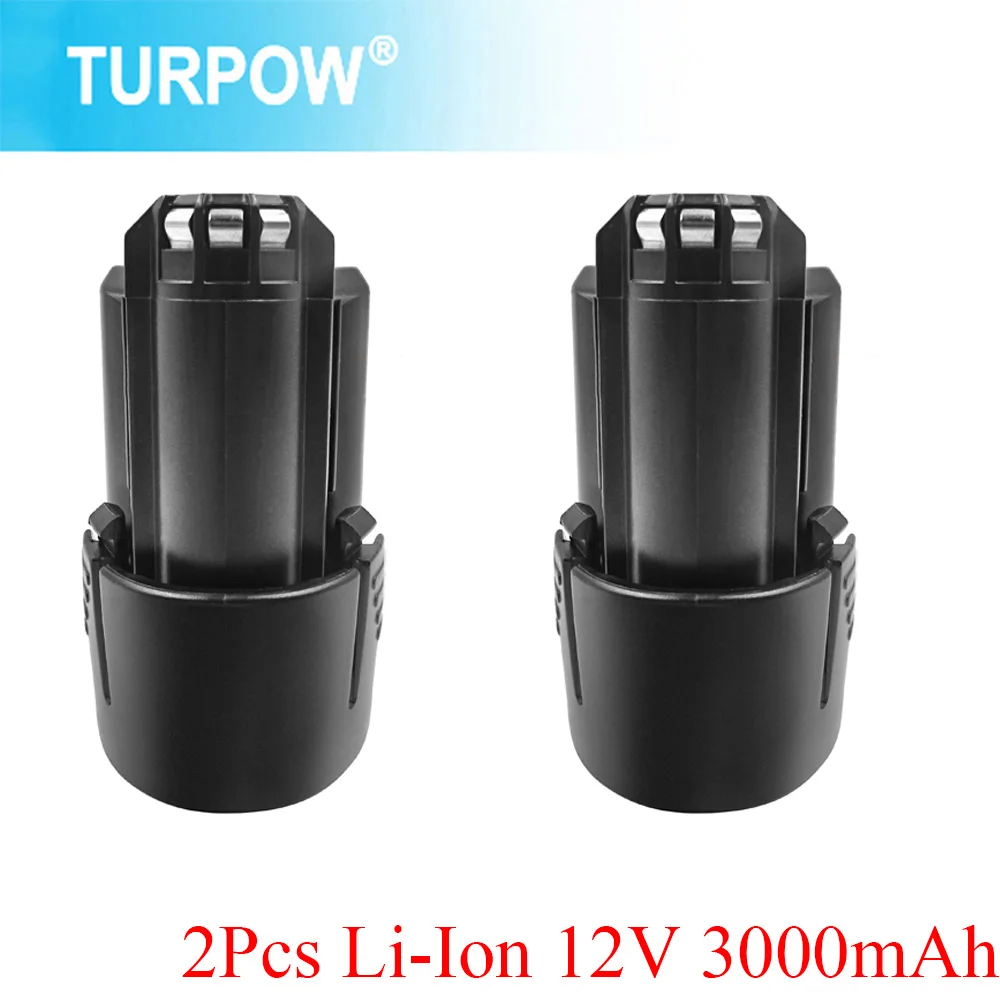 Аккумулятор Turpow 2 шт. 12 В 3000 мА · ч литий-ионный для BOSCH BAT411 BAT412 BAT411A BAT412A BAT413A D-70745GOP |