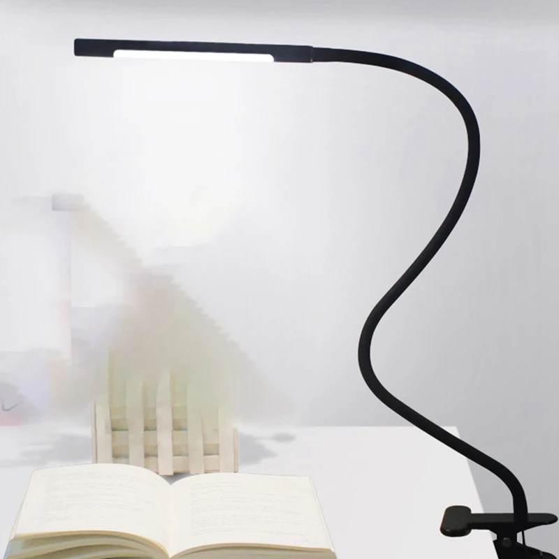 ABUI-Portable Clip Table Lamp Usb Contact Switch Dimming Desk Light Perfect For Night Reading Eyebrow Beauty Makeup