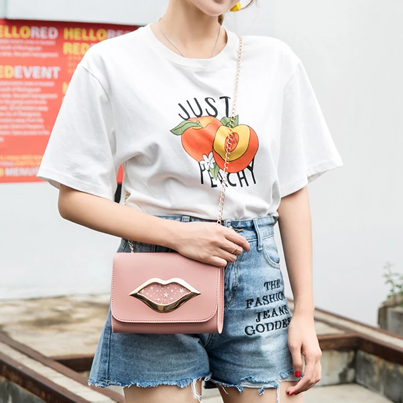 

Hot Selling Women Lady Shoulder Crossbody Bag Lips Decoration Chain for Mobile Phone Keys -B5