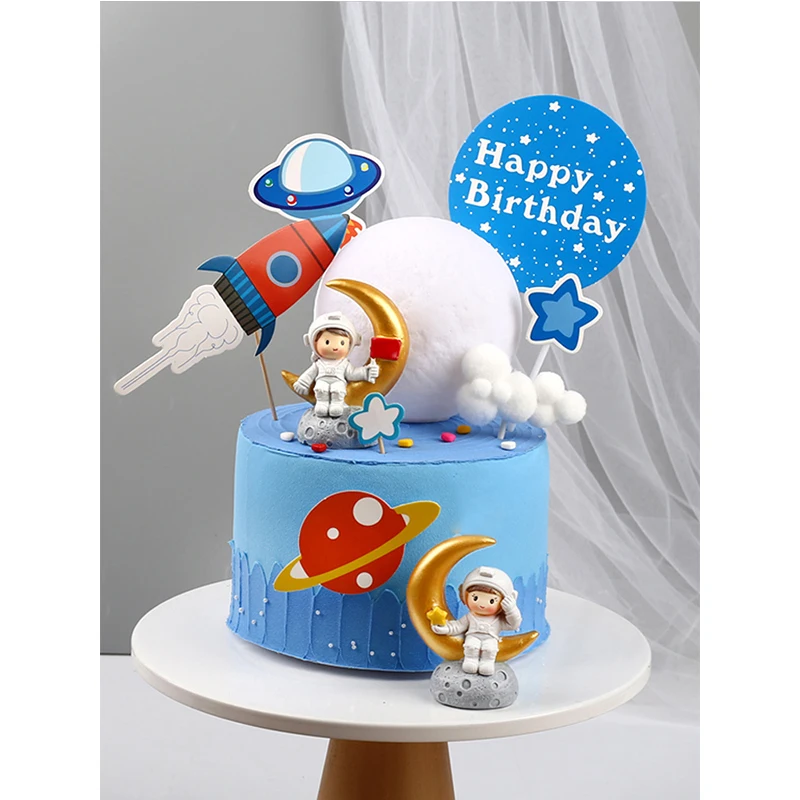 Астронавт космический человек ракета тема торт Toppe мальчик украшение для торта «С Днем Рождения» Дети сувениры вечерние поставки