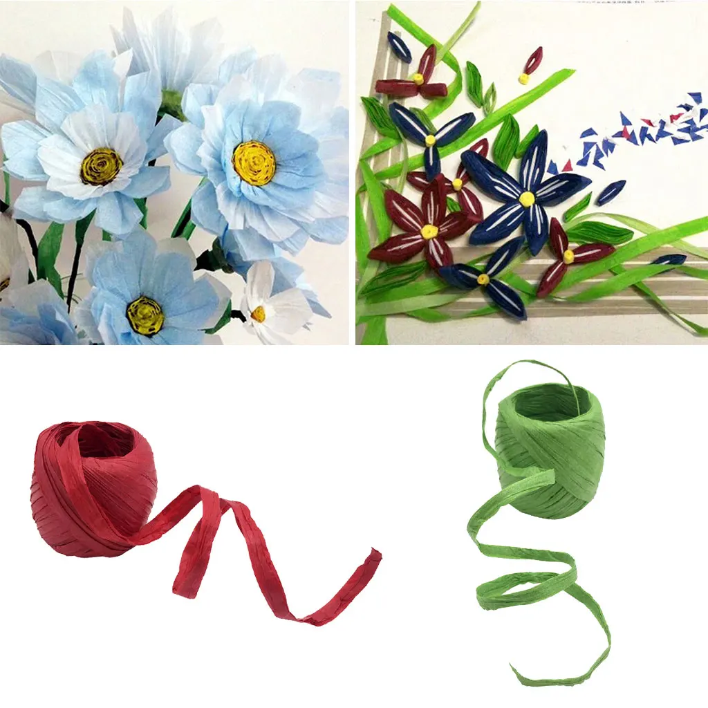 2x Raffia Paper Ribbon Rope Decoration Scrapbooking Cords Packing Crafts LOT