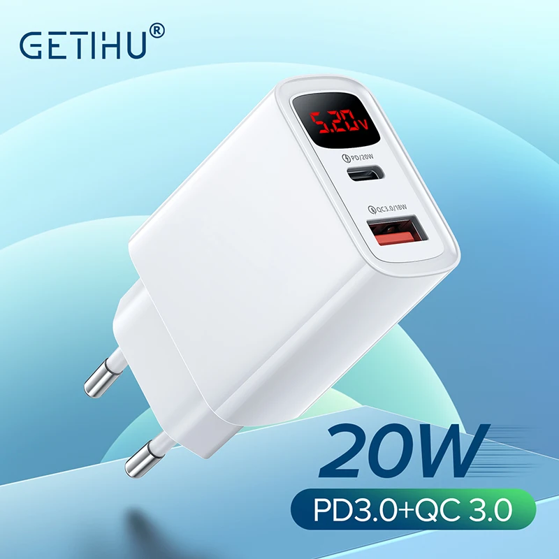 GETIHU 20 вт универсальное USB зарядное устройство PD КК 3 0 Быстрая зарядка ЕС на