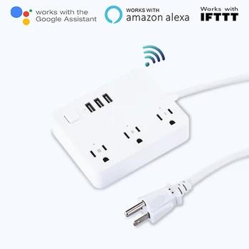 

Timethinker Smart Home Power Strip WIFI 3 Socket US Voice Remote Control Socket 3 USB Charging Compatible Alexa Google Assistant