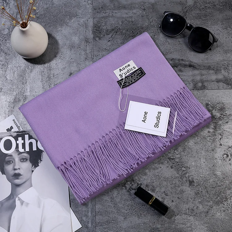 Light purple Girita зимний шарф унисекс женский мужской шерстяной кашемировый шарф из пашмины с кисточками на весну и осень женская мужская шаль - Цвет: Light purple