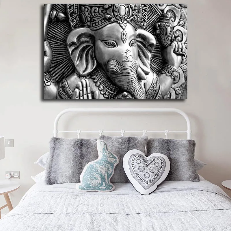 Ganesha Poster and Prints on Canvas Modern Wall Art Black White Painting HD Picture for Living Room | Дом и сад