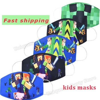 

Kids Adult Masks Child Minecrafts Cotton Mouth Mask Children Cartoon Printed Dustproof Face Mask Washable Reusable Mask Gift