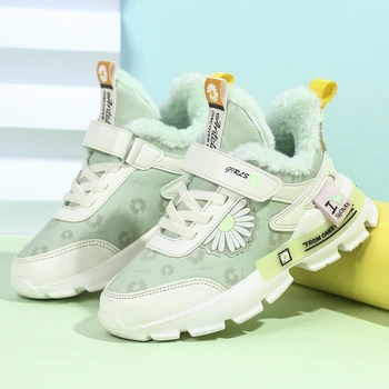 

2020 Winter Children Sneakers With Fur Keep Warm Boys Girls Shoes Casual Leather Enfant Chaussure Kids Shoes With Plush Trainers
