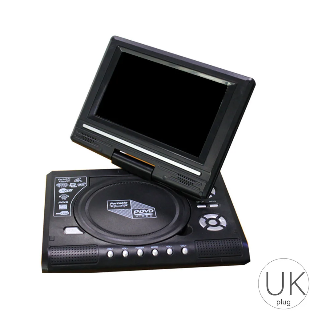  Portable DVD Player 270 Degree Rotation Screen HD Video Player Travel Mini DVD Playing Device US/UK