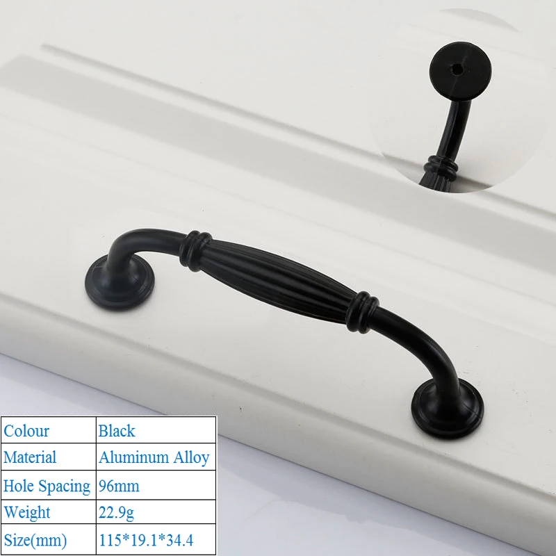 LBA мебель шкафы дверная ручка Американский Алюминиевый сплав декоративные мебельные ручки черные нажимные ручки - Цвет: Black 9005B-96mm