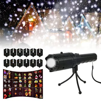 

Mini Led Christmas Projector Light Built In Battery Flashlight Torch Lamp Adjustable Penlight Waterproof for Outdoor Decor