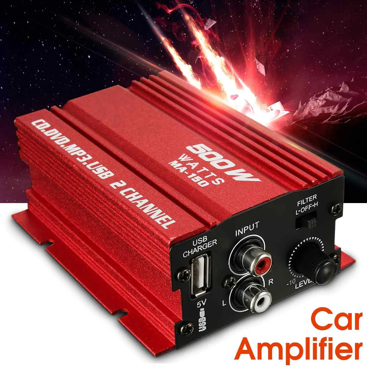 

12V Mini 2CH HiFi Stereo Power Amplifier MP3 Audio Speaker with USB Car Subwoofer Car Audio Car Amplifier Amplifiers