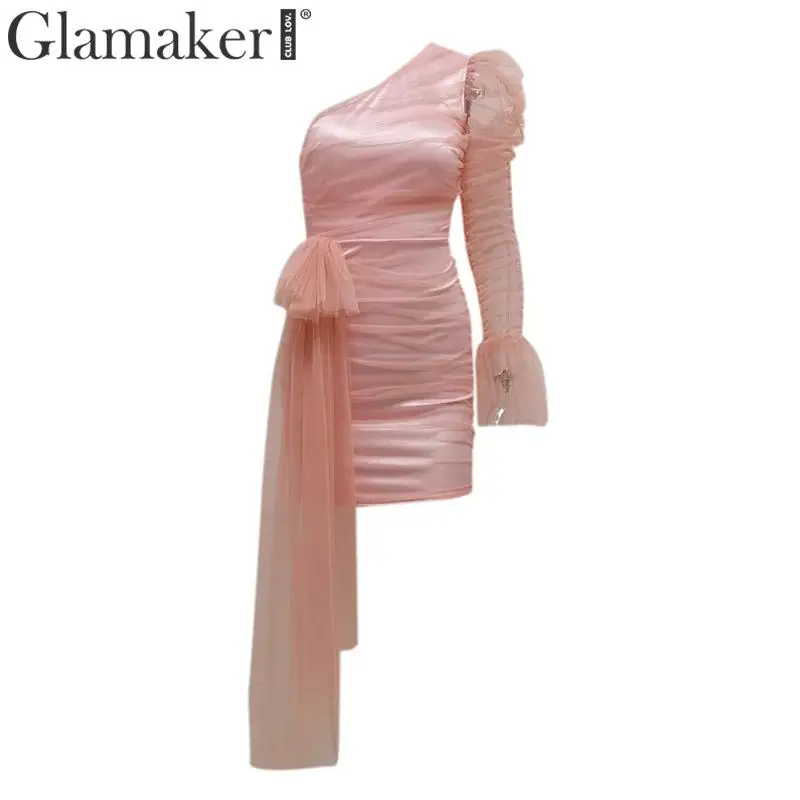 Glamaker сексуальное прозрачное Сетчатое Плиссированное короткое платье женское