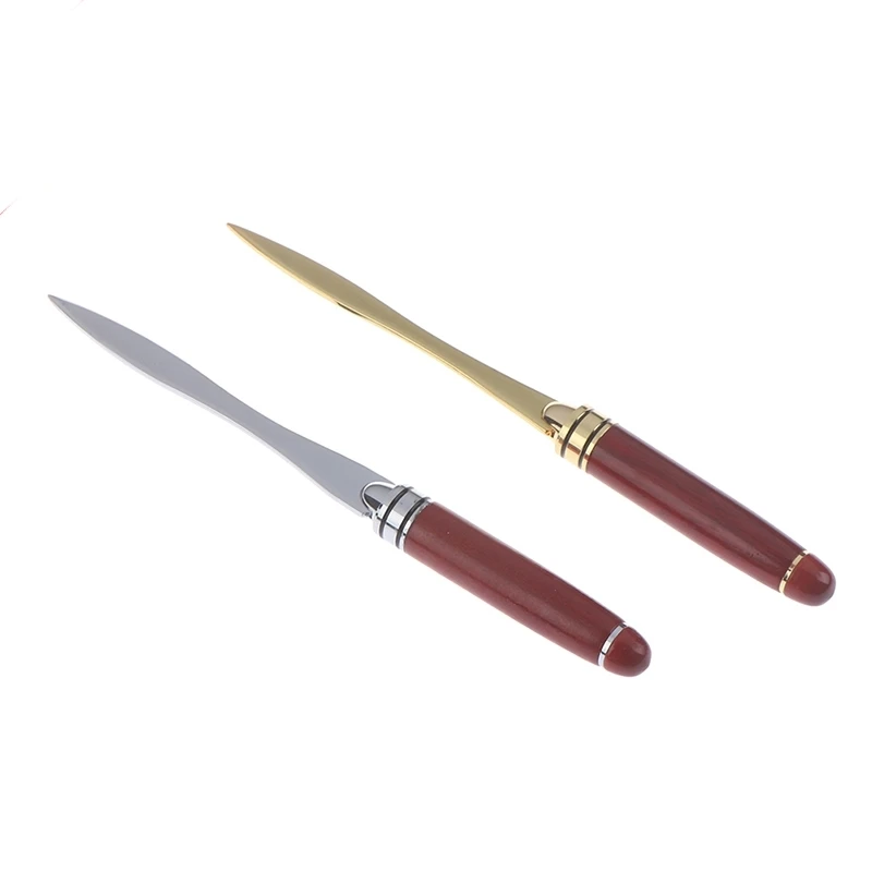Wood Handle Letter Opener Stainless Steel Letter Opening Cut Paper Knife Split File Envelopes for School Student Stationery 1pc utility knife,mail opener,unboxing knife,pocket folding knife,craft cutting knife