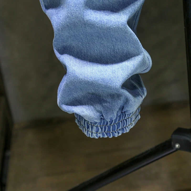 60% OFF Men's Overalls Loose Pants Jeans Fashion Casual Distressed Jeans Denim Trousers Large Size Elastic waist Blue trousers M-6XL 7XL