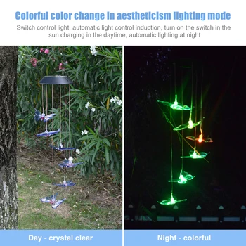 

Butterfly Mobile Hanging Waterproof Easy Install Wind Chime Lamp Decorative Outdoor Garden Solar Powered Yard Landscaping Lawn