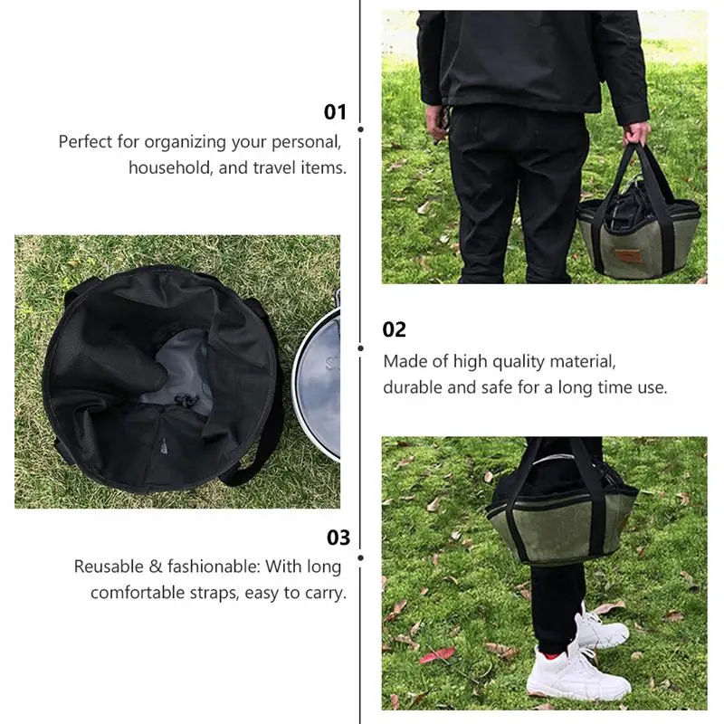 1Pc Camping Barbecue Storage Bags Dutch Oven Canvas Storage Pouch Cooking Utensils Organizer Hand Bag