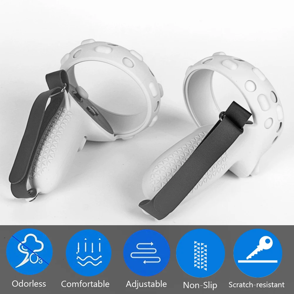 Kit de mando de silicona + correa de muñeca, funda de protección para Oculus Quest 2 VR, 1 par