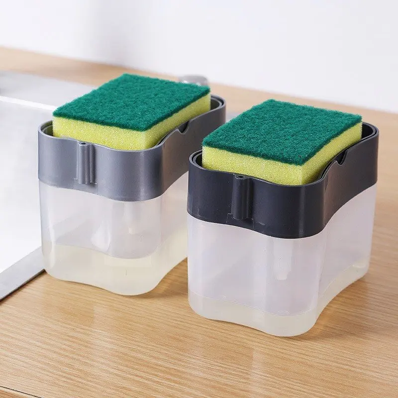 

Hot 2-in-1 Soap Pump Dispenser With Sponge Holder Liquid Dispenser Container Hand Press Soap Organizer Kitchen Cleaner Tools new
