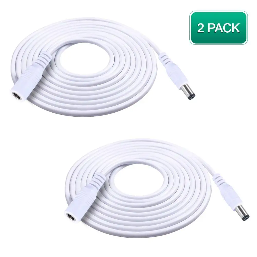 2 шт 12 футов кабель удлинитель DC 1 мм x 5 Штекерный 20AWG белый для камеры автономный DVR