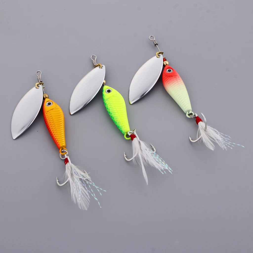 3pcs Fishing Lures Lead Spoon Fish Baits Metal Jigging Crankbaits Bass Feather Hook 8g 11g 20g Fishing Tackles