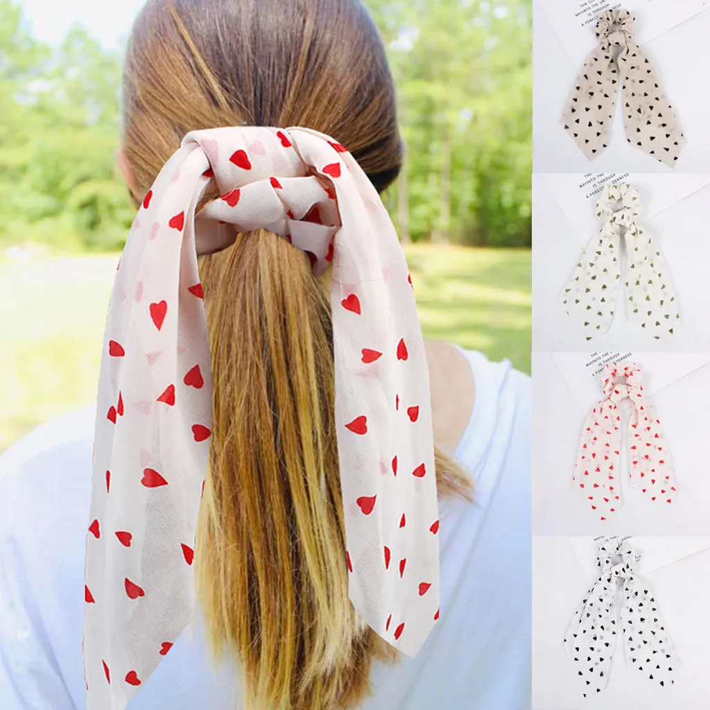 Bow Fabric Hair Ring Fashion Ribbon Girl Hair Bands Scrunchies Horsetail Tie Headwear Headband Hair Accessories 40 Colors